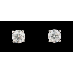  Pair of 18ct white gold round brilliant cut diamond stud ear-rings stamped 750 diamonds approx 1 carat  
