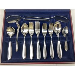 Viner's cased canteen containing 58 piece stainless steel cutlery set, L38.5cm