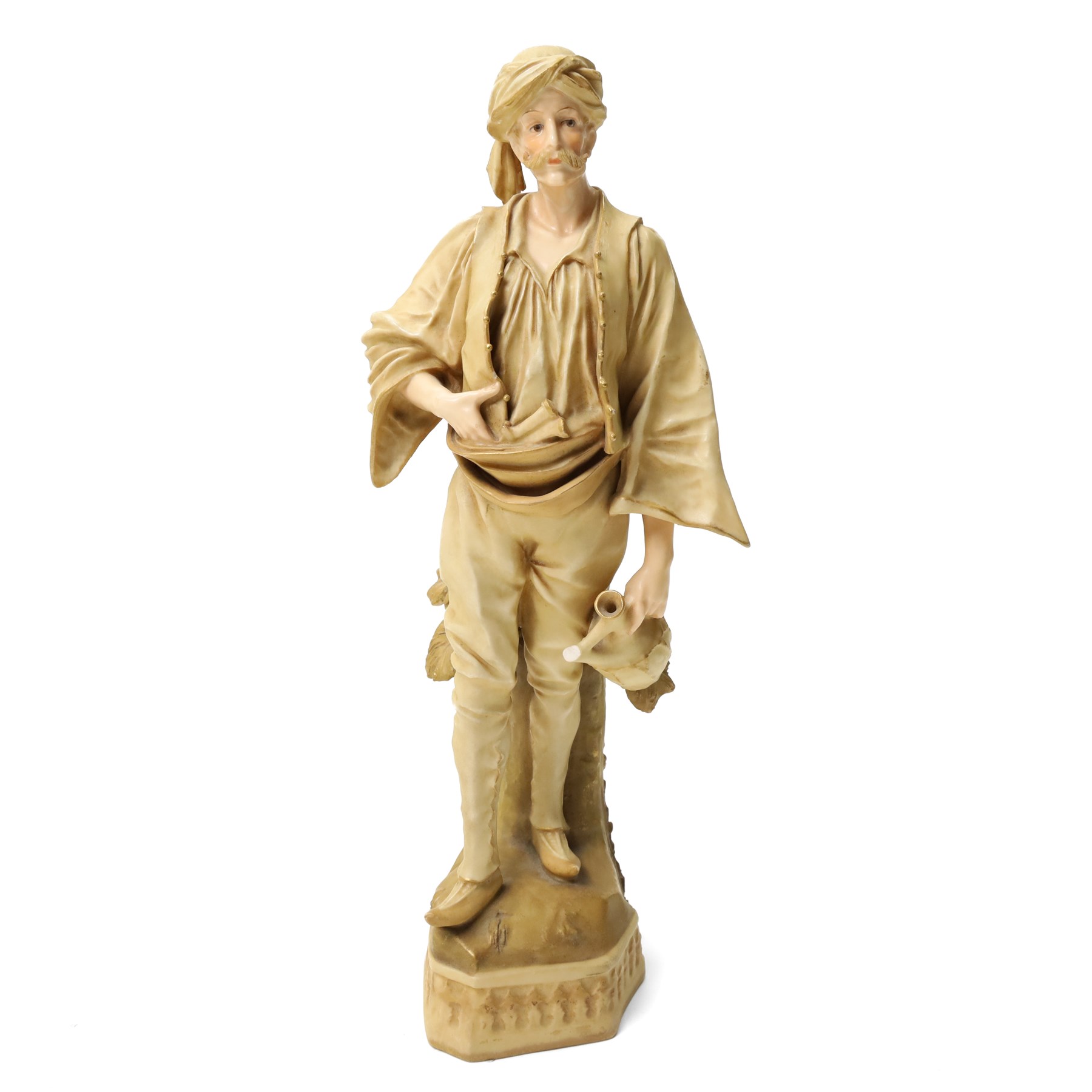 Pair of Ernst Wahliss for Turn Wien porcelain figures of Middle Eastern water carriers, taller figure H35cm
