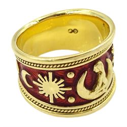 Elizabeth Gage 18ct gold and red enamel Virgo zodiac ring
