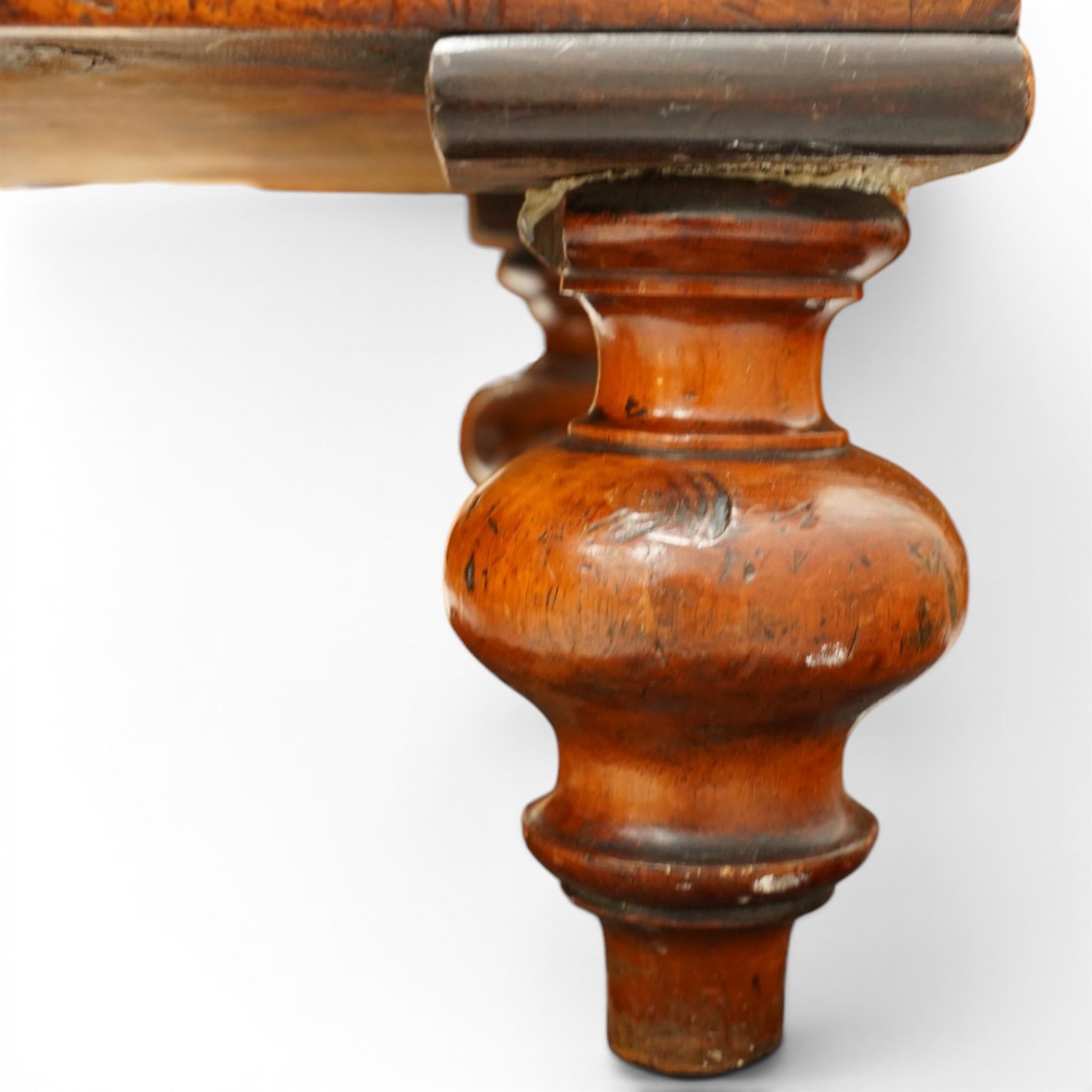 Mid-Victorian figured mahogany chest of drawers, circa 1860, rectangular moulded top over two short and three long drawers with figured veneers, on turned supports