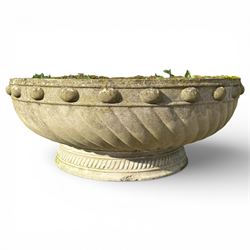 Large cast stone round planter / urn