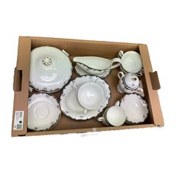  Wedgwood Chartley pattern dinner service for six, including dinner plates, dessert plates, six twin handled soup bowls etc, together with a near matching teapot