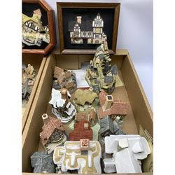 A collection of boxed David Winter Cottages, of various size and form, to include The West Country Collection Smuggler's Creek, Christmas Special 1996 Tiny Tim, Haunted House, Brookside Hamlet, Thameside, Swan Upping Cottage, Miss Belle's Cottage, Tomfool's Cottage, The Candlemaker's, etc., together with two framed fronts, The Plucked Ducks, and Pershore Mill, a number of examples with accompanying certificates. (26). 