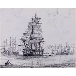 Jack Rigg (British 1927-2023): Boat Sketches, two pen and inks signed, one with further sketches verso, 21cm x 28cm (2) (unframed)