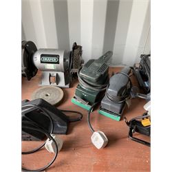 Draper bench grinder, tile cutter, circular saw together with two sanders and planer  - THIS LOT IS TO BE COLLECTED BY APPOINTMENT FROM DUGGLEBY STORAGE, GREAT HILL, EASTFIELD, SCARBOROUGH, YO11 3TX