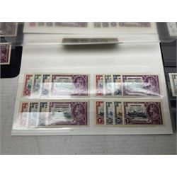 King George V 1910-1935 Silver Jubilee stamps, including Antigua, Basutoland, Cayman Islands, Fiji, Nyasaland, Jamaica, St Helena, Seychelles, Swaziland, St Lucia, British Guiana etc, housed on pages and stockcards 