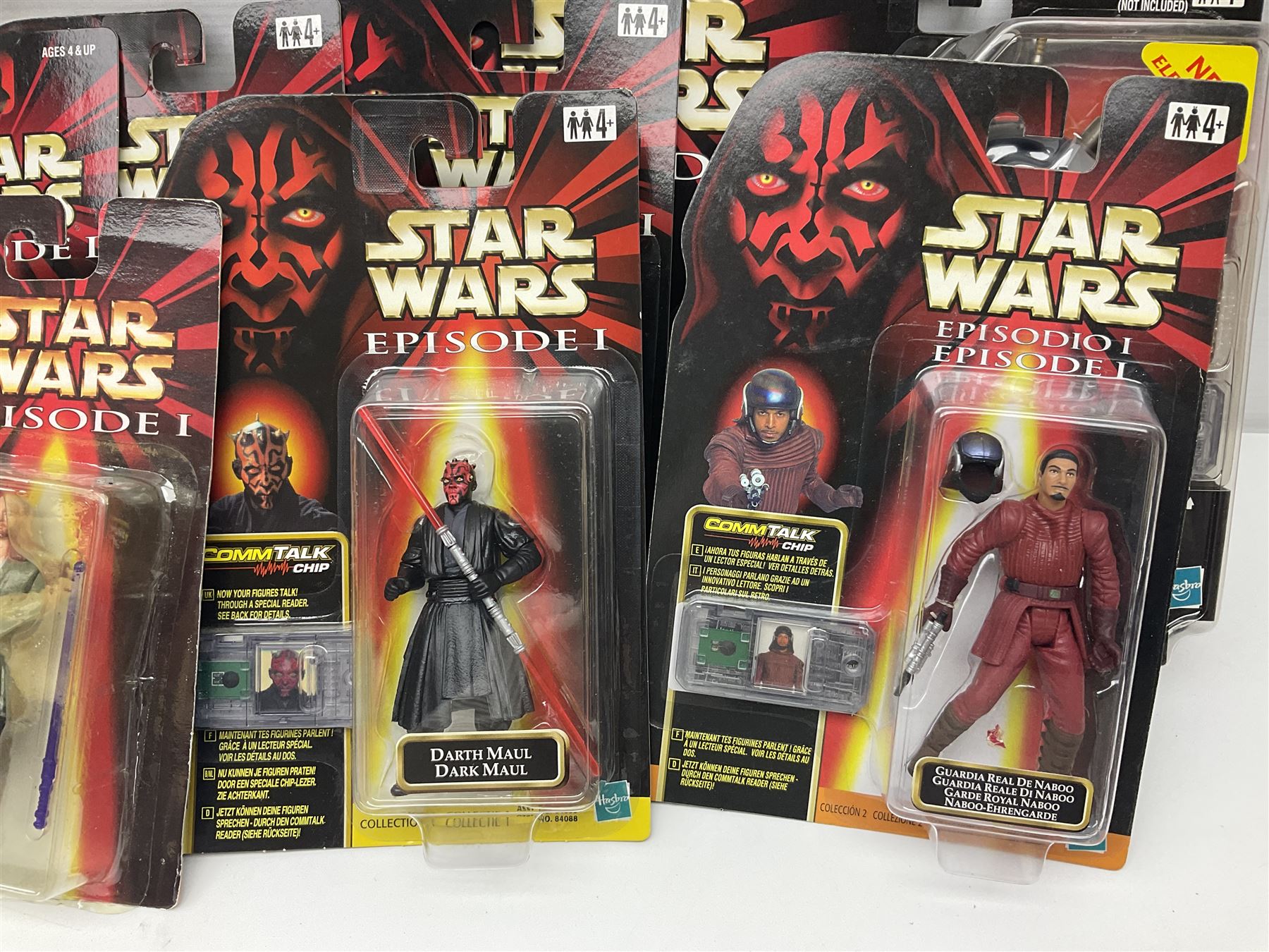 Star Wars - twenty-four Star Wars Episode One figures in card backed packaging; Collections 1, 2 and 3 with Electronic Commtalk reader for each figure's commtalk chip.