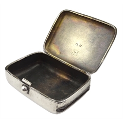  George V silver rectangular vesta/snuff box, engraved decoration and push button lid by W H Haseler Ltd, Birmingham 1921  