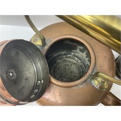 Collection of brassware, to include two jardinieres, candle sticks, brass shell, etc