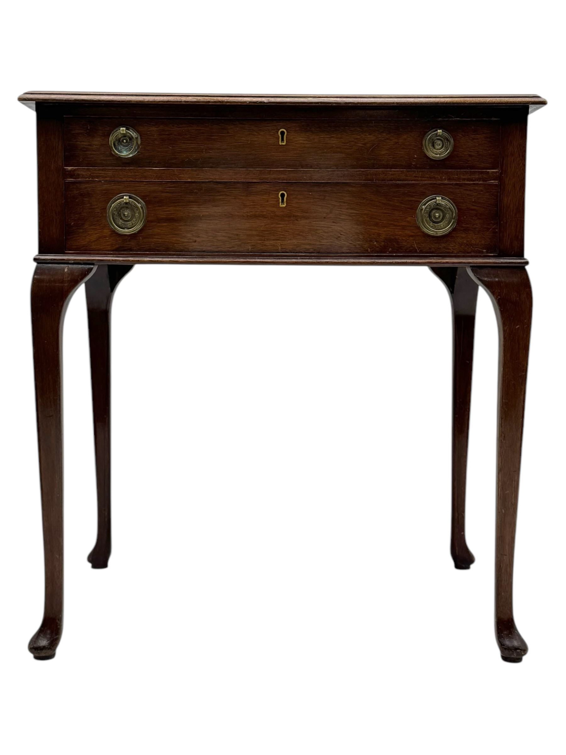 Walker & Hall - Edwardian mahogany canteen, rectangular top with moulded edges, two drawers enclosing silver plated cutlery, raised on cabriole supports 