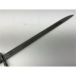 WW1 American Remington P14 rifle bayonet Model 1913, the 43cm fullered steel blade dated 5 17; in metal mounted leather scabbard L57cm overall; and WW1 Canadian Ross Rifle Co.1907 Model Mk.II bayonet, dated 2/17; in leather scabbard with frog (2)