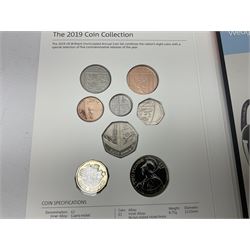 The Royal Mint United Kingdom 2019 brilliant uncirculated annual coin set, in card folder