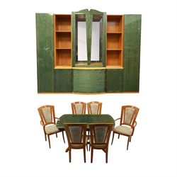 Arianna - Scandinavian late 20th century dining suite with green marbled finish comprising...