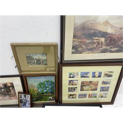 Collection prints after Cecil Aldin, together with box of watercolours, oils and prints (qty)