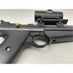 Crosman Model 2250B .22 cal. CO2 rifle, with PAO red dot sight and skeleton stock, serial no.221B76447, L77.5cm overall  NB: AGE RESTRICTIONS APPLY TO THE PURCHASE OF AIR WEAPONS.