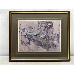 John Palmer RWA (Bristol Savages 1939-2021): 'Operations' - Railway Study, watercolour and gouache signed, titled on label verso 25cm x 34cm