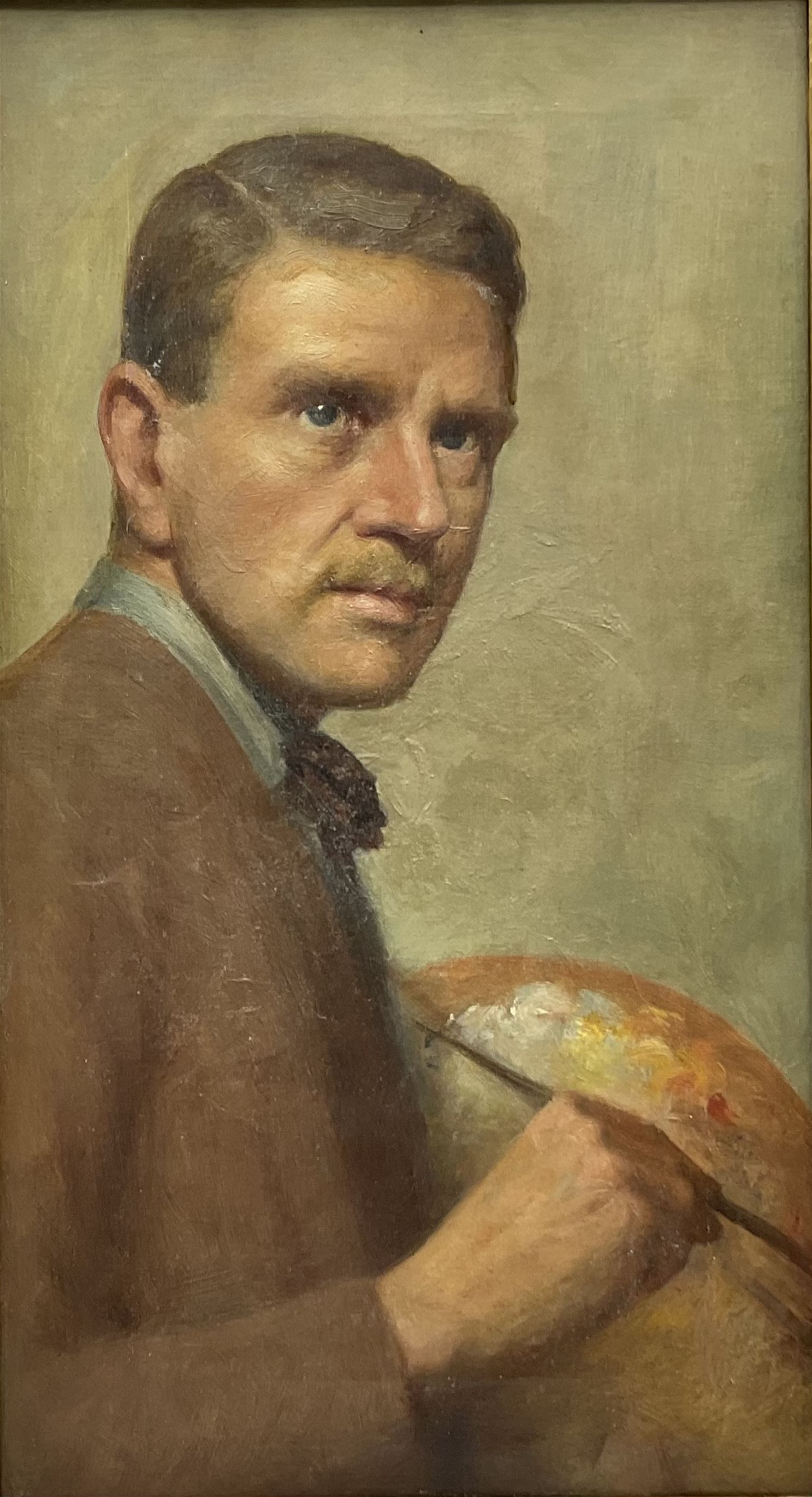 Reginald Henry Campbell (British 1877-?): Self Portrait of the Artist, oil on canvas unsigned 45cm x 24cm