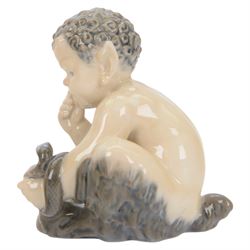 Two Royal Copenhagen figures comprising Faun with Snake no. 1712 and Faun with Bear no. 648