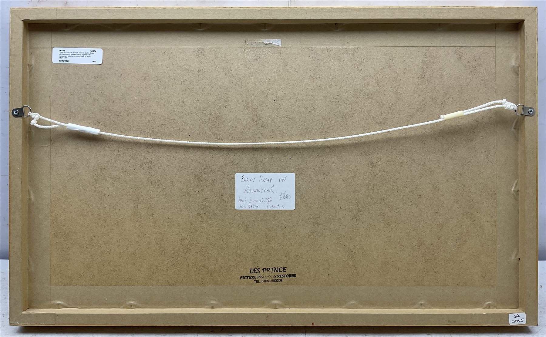 David Baumforth (British 1945-): 'Calm Seas off Ravenscar', mixed media signed with monogram titled and dated 2006 in pencil 19cm x 41cm