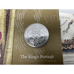 The Royal Mint United Kingdom 2005 proof coin set, with certificate, 2009 'Henry VIII' brilliant uncirculated fine pound coin, 2010 brilliant uncirculated coin collection, 2015 'The Fourth and Fifth Circulating Coinage Portrait Collection', and 'Farewell and Nations of the Crown UK' one pound brilliant uncirculated two coin set, all cased or in card folders
