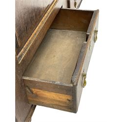 18th century oak mule chest, moulded hinged lid over panelled front, fitted with two moulded drawers