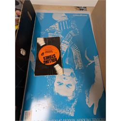 Collection of music memorabilia, including signed Peter Hook memorabilia, Status Quo, Rolling Stones, Neil Diamond, Joy Division tshirts, posters, books, etc