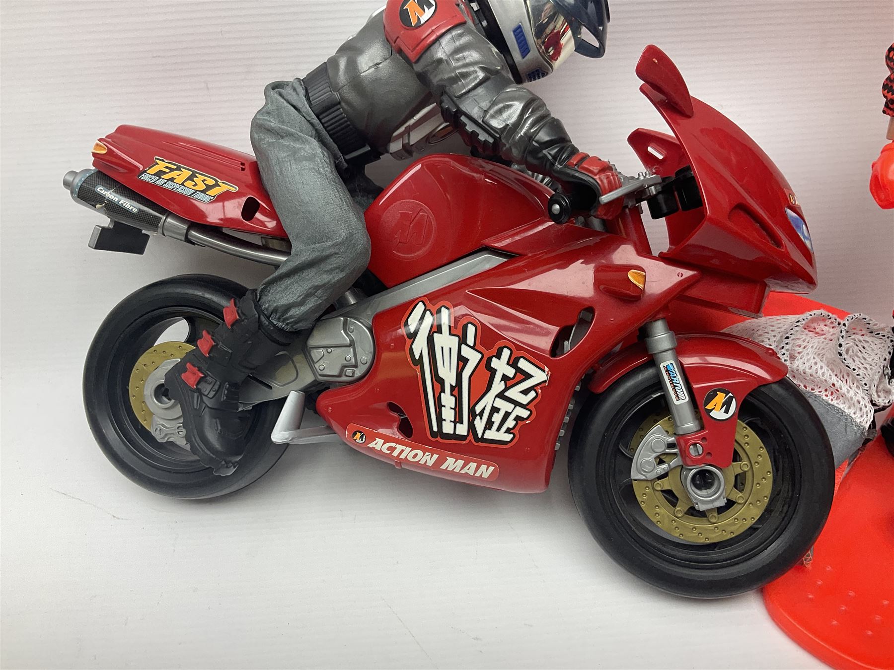Action Man - six modern figures with associated vehicles/accessories comprising Mission Grand Prix car, motorbike with sidecar, go-kart, motorbike, snowboard and bicycle 