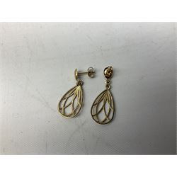 Pair of 9ct gold earrings (weight 1 gram), quantity of silver and costume jewellery