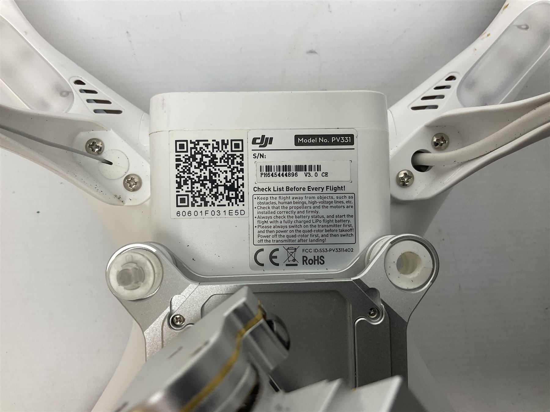 DJI Phantom 2 Vision Plus 3.0 drone, with controller, battery pack, blades, chargers and other accessories in fitted foam lined hard plastic case