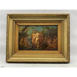English School (Early 19th Century): The Judgement of Paris and The Musicians, two oils on panel unsigned, the latter with various indistinct inscriptions verso, max 21cm x 33cm (2)