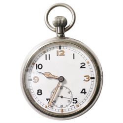 Jaeger-LeCoultre World War II Royal Air Force lever pocket watch, back case with broad arrow and numbered 6E/50 A 11942 and one other military pocket watch, back case stamped G.S.T.P Q 1682