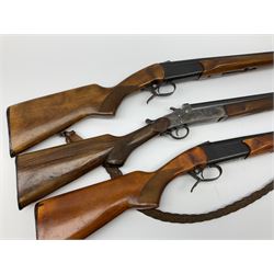 Three 12-bore single barrel sporting guns - Russian Baikal with 72.5cm barrel and underlever opening, serial no.Y17440, L114cm overall; Russian Baikal with 72.5cm barrel and underlever opening, serial no.A23484 L114cm overall; and Spanish with 76.5cm barrel and top lever opening, serial no.38996MU L118.5cm overall (3) SHOTGUN CERTIFICATE REQUIRED