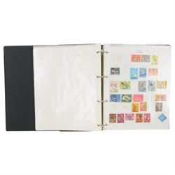 World stamps including Aden, Brunei, Rwanda, Spain, Ireland, Italy, Japan, Hungary, Germany, France, Portugal, Namibia, Netherlands, New Zealand, St Lucia, Malaysia etc, housed in ten ring binder folders