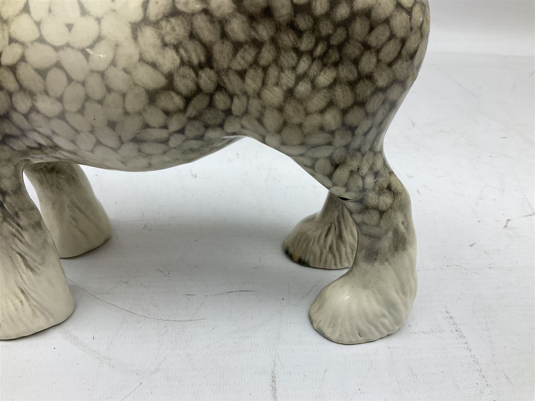 Beswick Shire horse in rocking horse grey no. 818, with printed mark beneath, H21cm