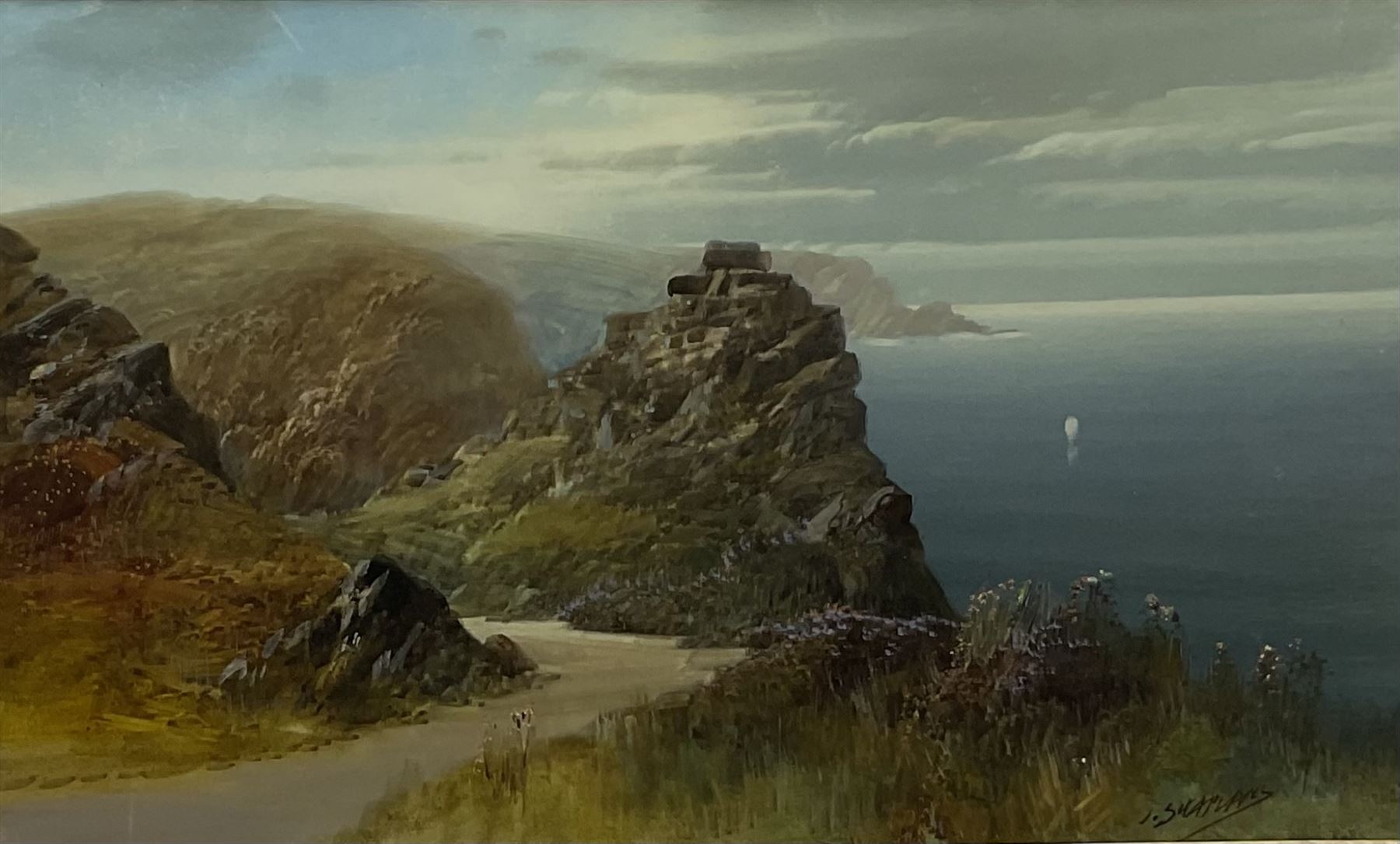John Shapland (British 1865-1929): 'Castle Rock Lynton' and 'Lulworth Cove West', pair watercolours signed, titled on the original mounts 28cm x 46cm (2)
