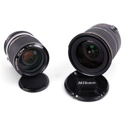 Two Nikkor lenses, comprising AF-S DX 12-24mm 1:4G ED serial no. 259461 and Zoom-Nikkor 43...