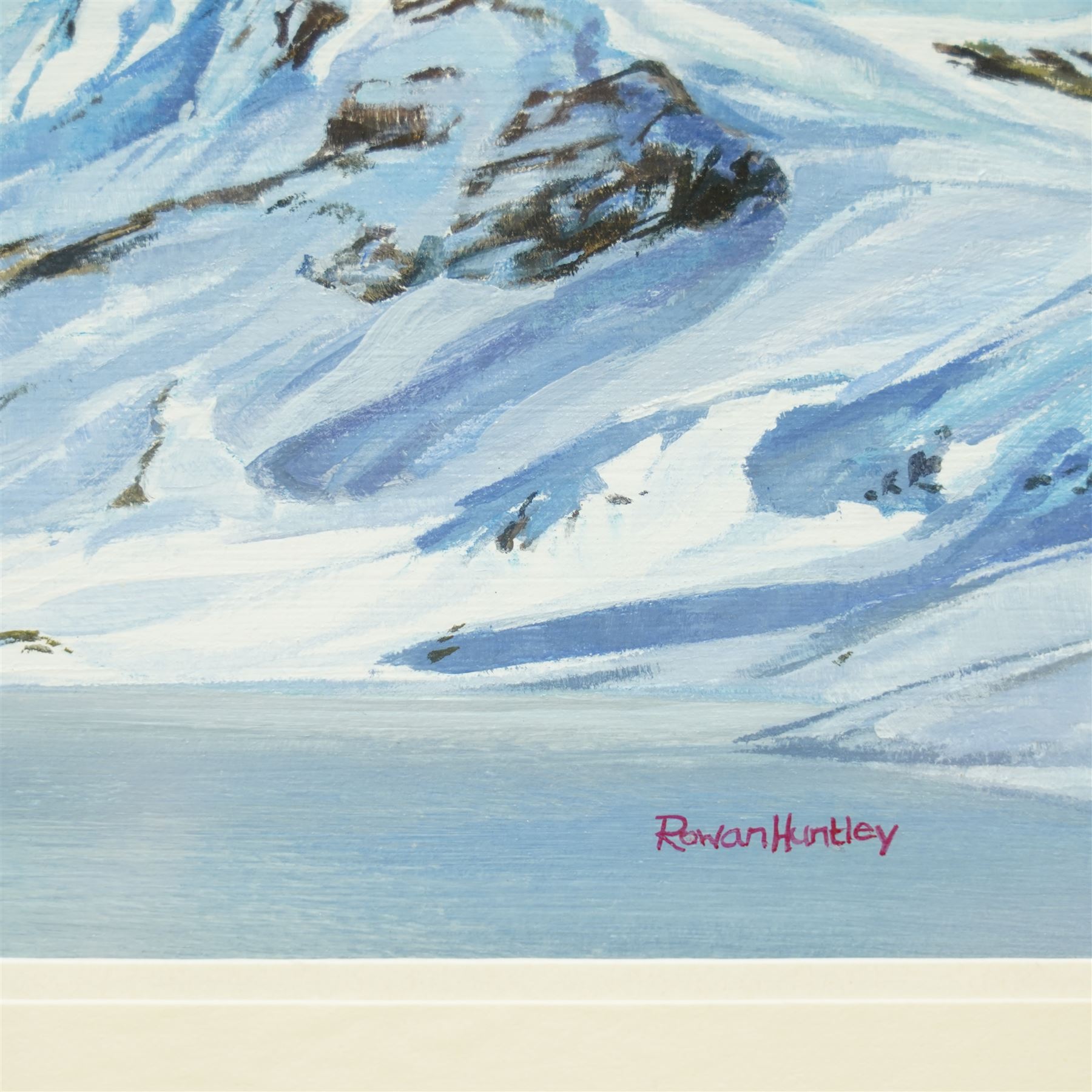 Rowan Huntley (British Contemporary): Steindalsnosi - Norway, acrylic on board signed 15cm x 22cm