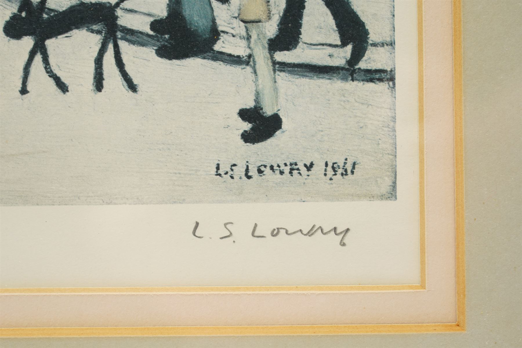 Laurence Stephen Lowry RBA RA (Northern British 1887-1976): 'Level Crossing - Burton-on-Trent', print in colours signed in pencil with Fine Art Trade Guild blindstamp 44cm x 58cm
