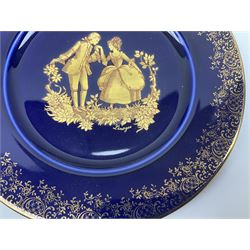 Royal Doulton toby jug of Winston Churchill H23cm and large character jug of Falstaff; together with four collector's plates by Royal Crown Derby, Royal Worcester and Limoges (6)