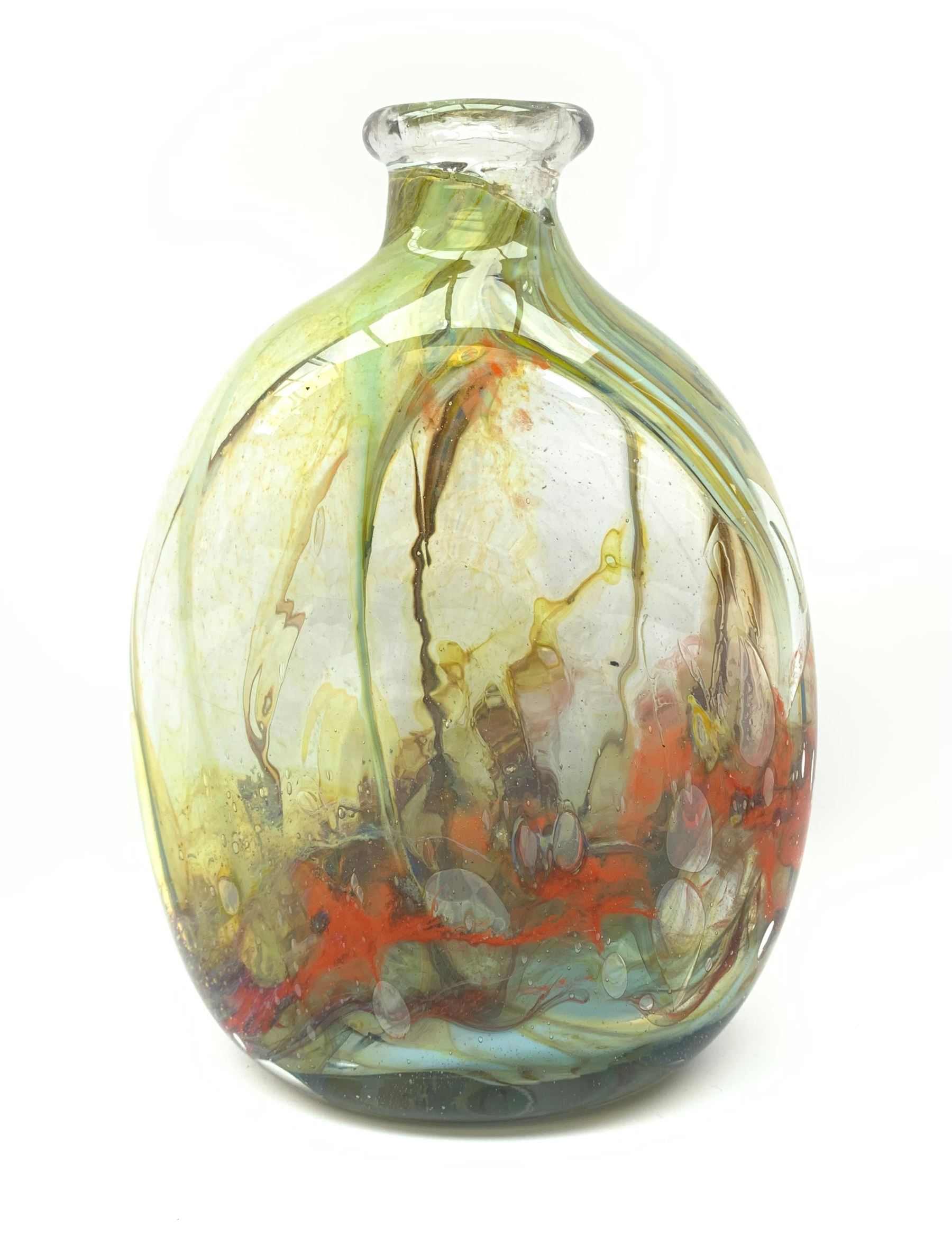Sam Herman (Mexican b. 1936): art glass vase of slightly irregular ovoid form, signed and dated 1969, H23cm 