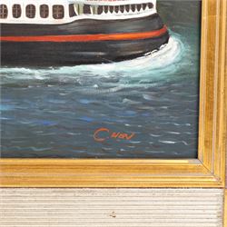 English School (Late 20th century): Liverpool Docks, large oil on canvas signed C Hon 90cm x 120cm