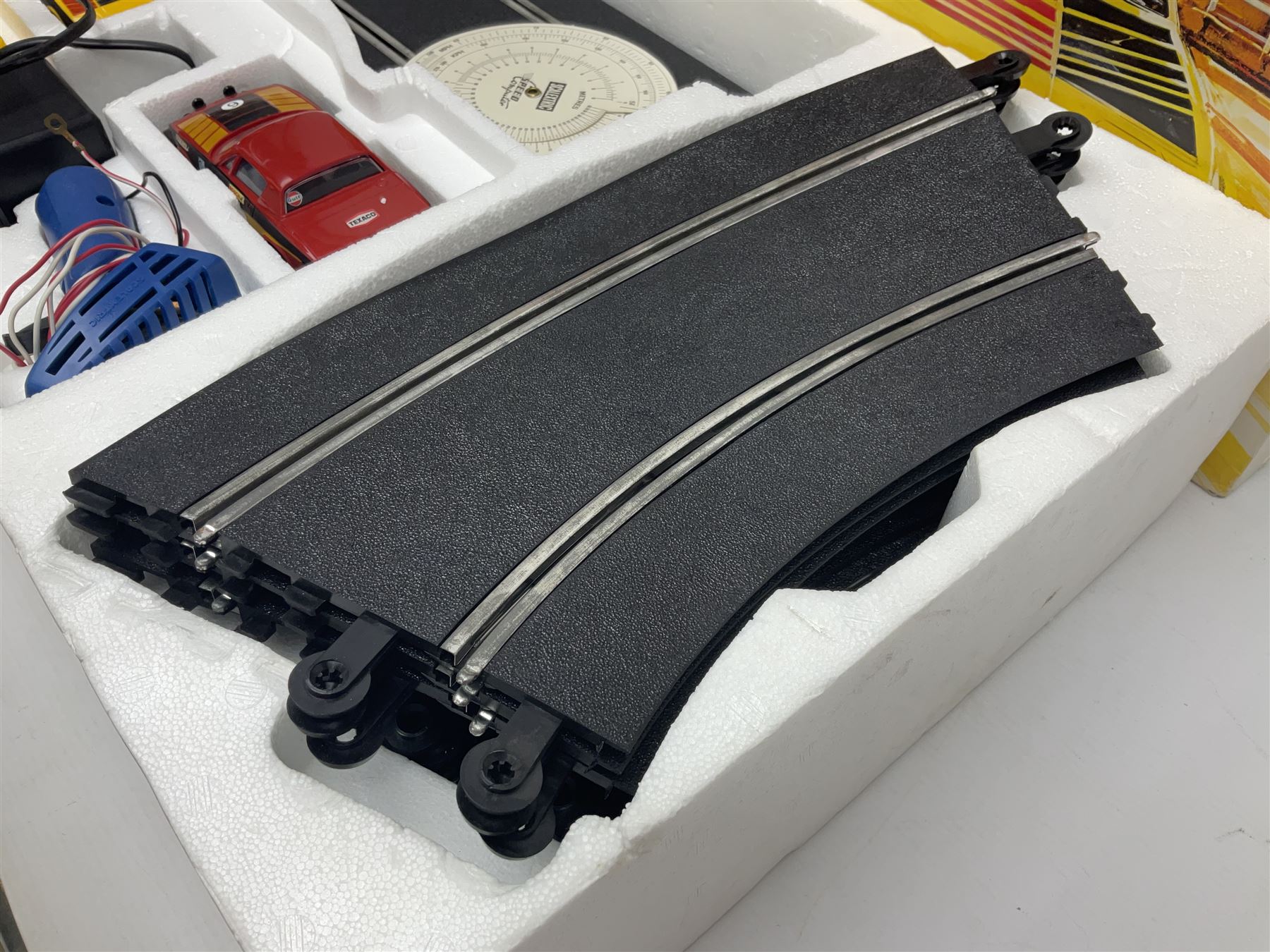 Scalextric - Set 300 with TR7 rally cars, controllers, power unit, track and paperwork; boxed