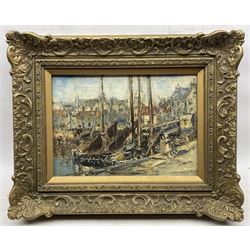 Mason Hunter ARSA RSW (Scottish 1854-1921): Harbour Scene, oil on canvas signed 24cm x 34cm 
