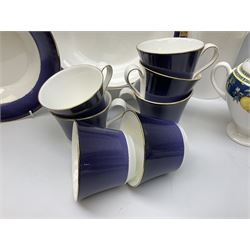 Wedgwood Midnight pattern tea and dinner wares, comprising seven cups and saucers, large jug, eight soup bowls, two large bowls, together with wedgwood citrons coffee wares