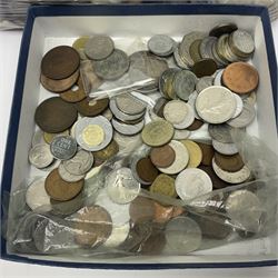 Great British and World coins including pre-decimal pennies, King George V 1933 florin, Peru one sol, pre-Euro coinage etc