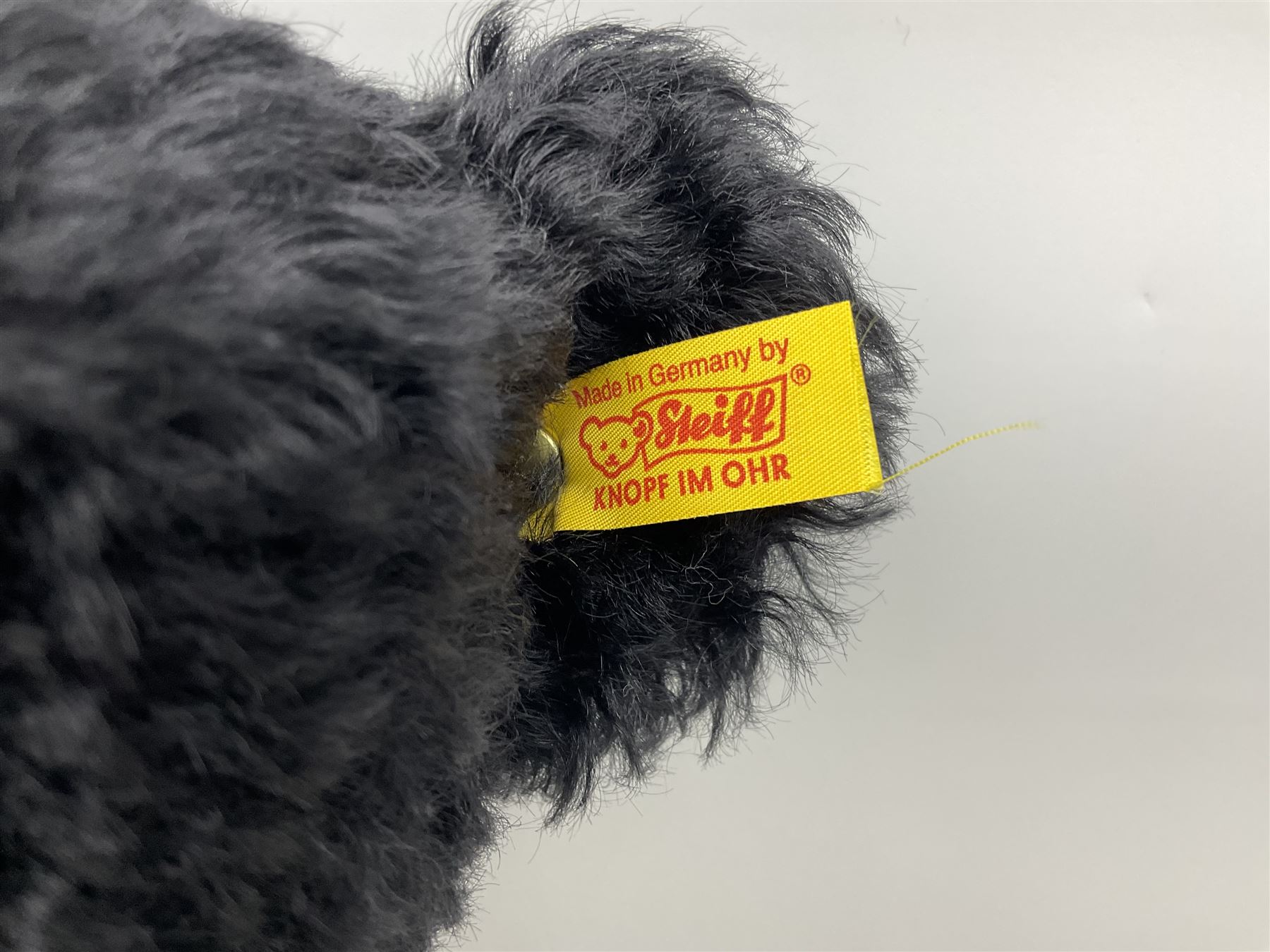 Steiff Classic Teddy Bear in black mohair with working growler mechanism and red stitched detail, H42cm