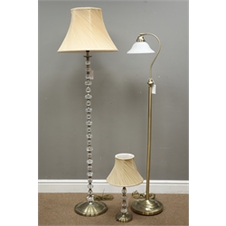  Modern standard lamp with shade, matching table lamp and reading standard lamp with glass shade (This item is PAT tested - 5 day warranty from date of sale)    