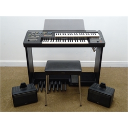  Yamaha Electone ME-50 electric organ on stand inbuilt amplification with pair satellite speakers and seat  