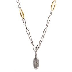  Chimento 18ct white and yellow gold link necklace with diamond set navette finial, hallmarked, in original box  